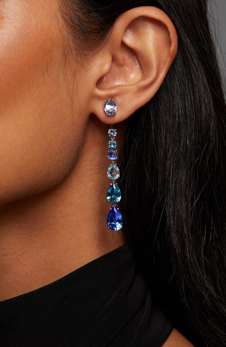 Nadri Sunshowere Crystal Front/Back Earrings, Alternate, color, Rhodium/ Blue