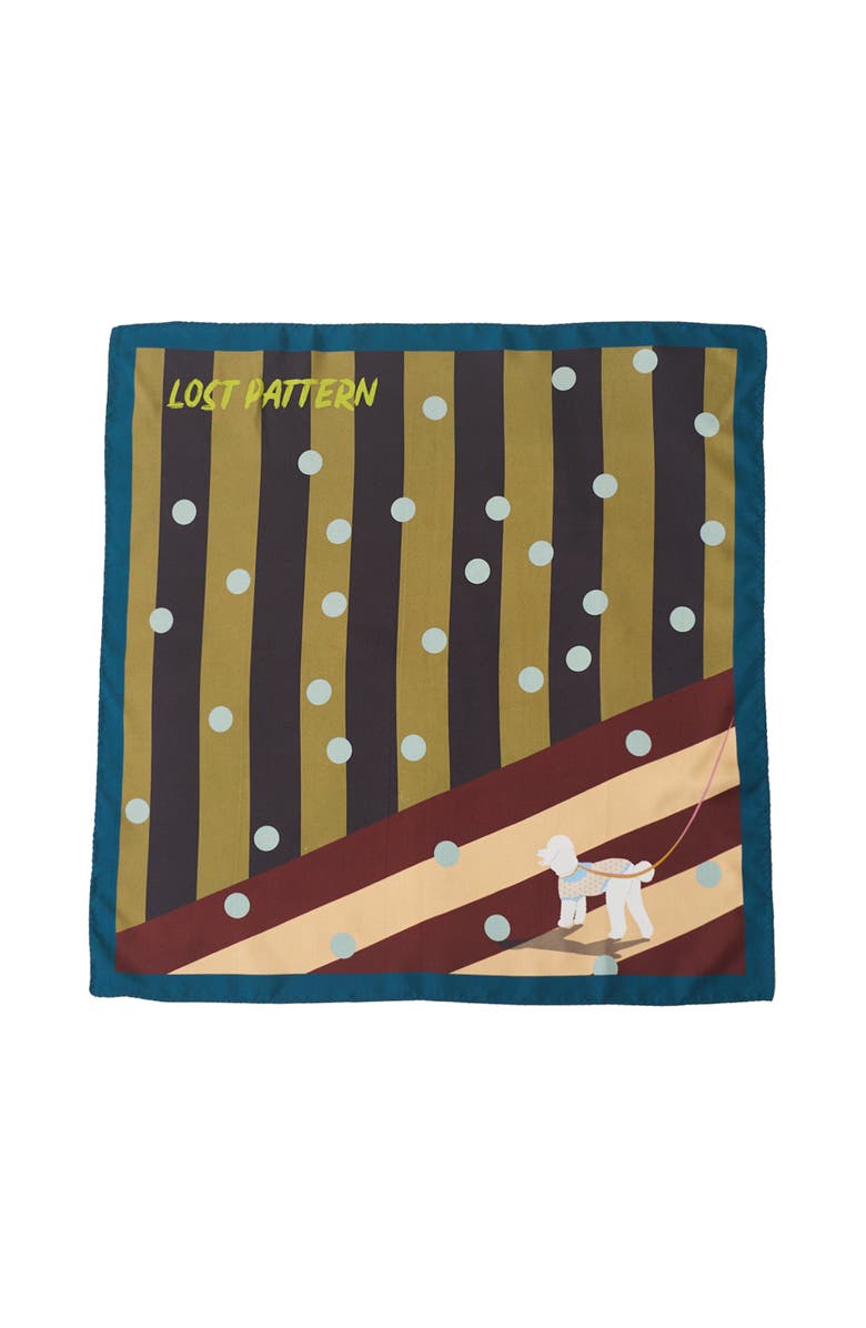 Lost Pattern NYC "Pan Pan" Silk Bandana, Main, color, Coffee
