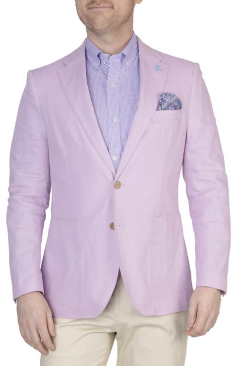 Solid Notch Lapel Linen Blend Sport Coat (Short, Regular & Long)