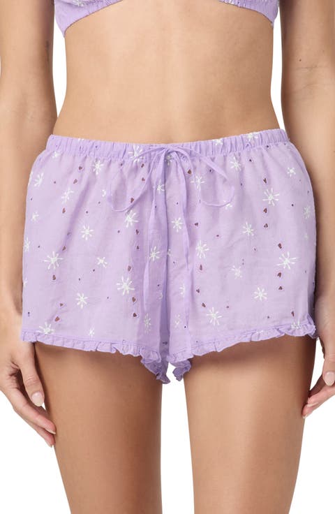 Eyelet Tie Waist Organic Cotton Shorts