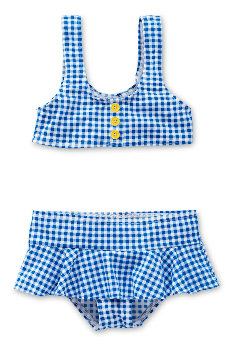'Retro' Two Piece Swimsuit, Main, color, COBALT GINGHAM
