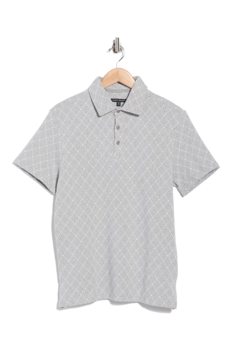 Santo Geometric Print Cotton Blend Polo, Main, color, GREY