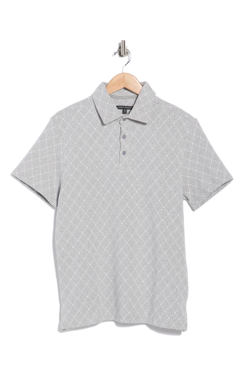 Robert Barakett Santo Geometric Print Cotton Blend Polo, Main, color, Grey