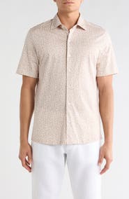 Robert Barakett Corey Short Sleeve Cotton Knit Button-Up Shirt