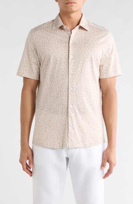 Robert Barakett Corey Short Sleeve Cotton Knit Button-Up Shirt