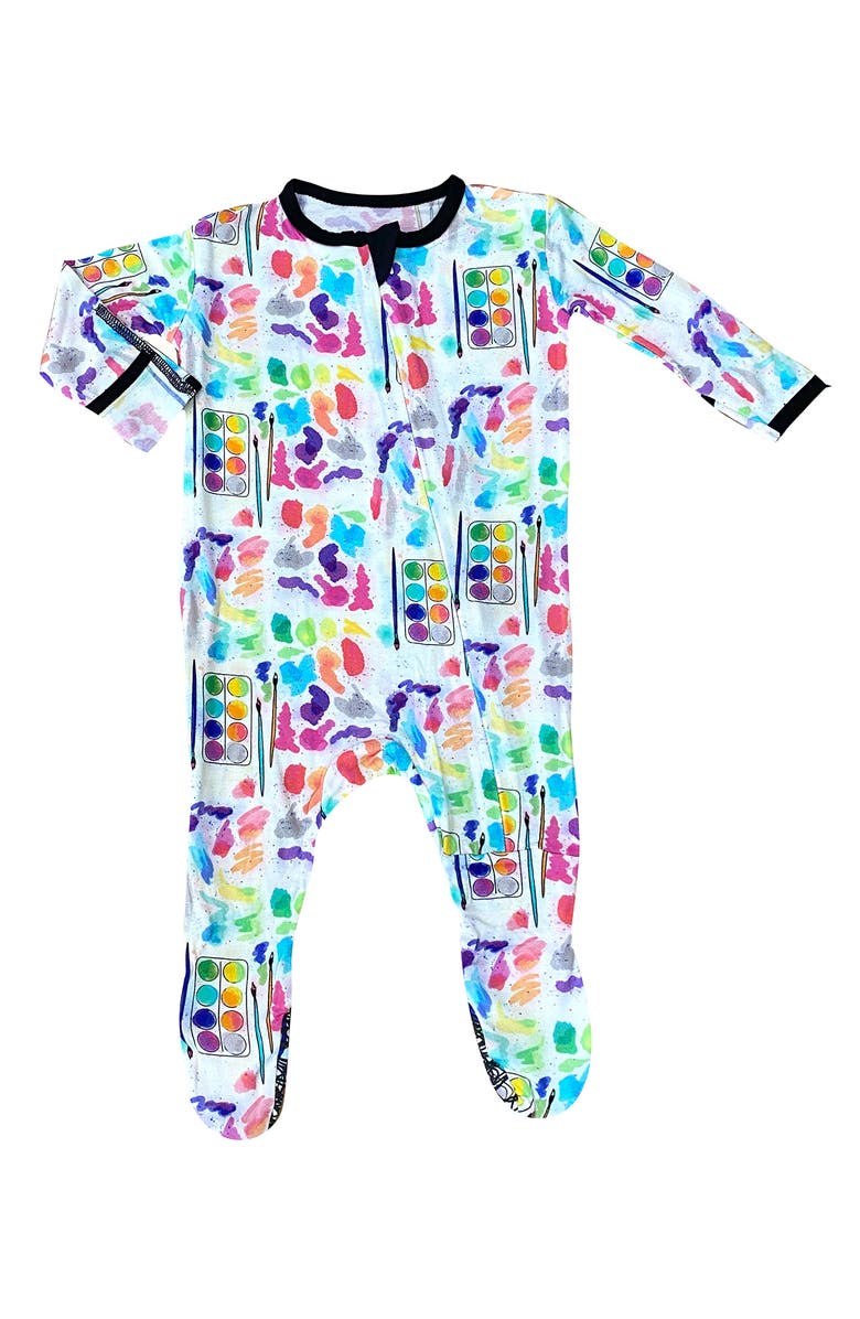 Peregrine Kidswear Watercolors Fitted One Piece Footed Pajamas, Main, color, 