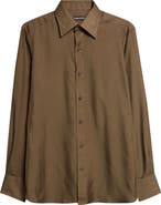 TOM FORD Classic Fit Washed Drapey Twill Button-Up Shirt