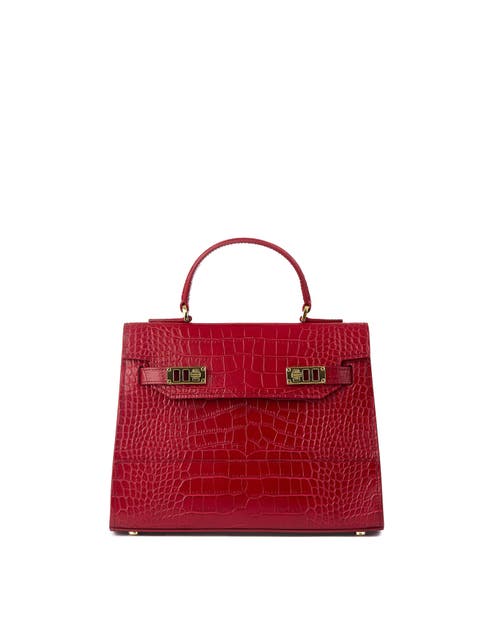 Kim Croco 11" Embossed Leather Top Handle Bag