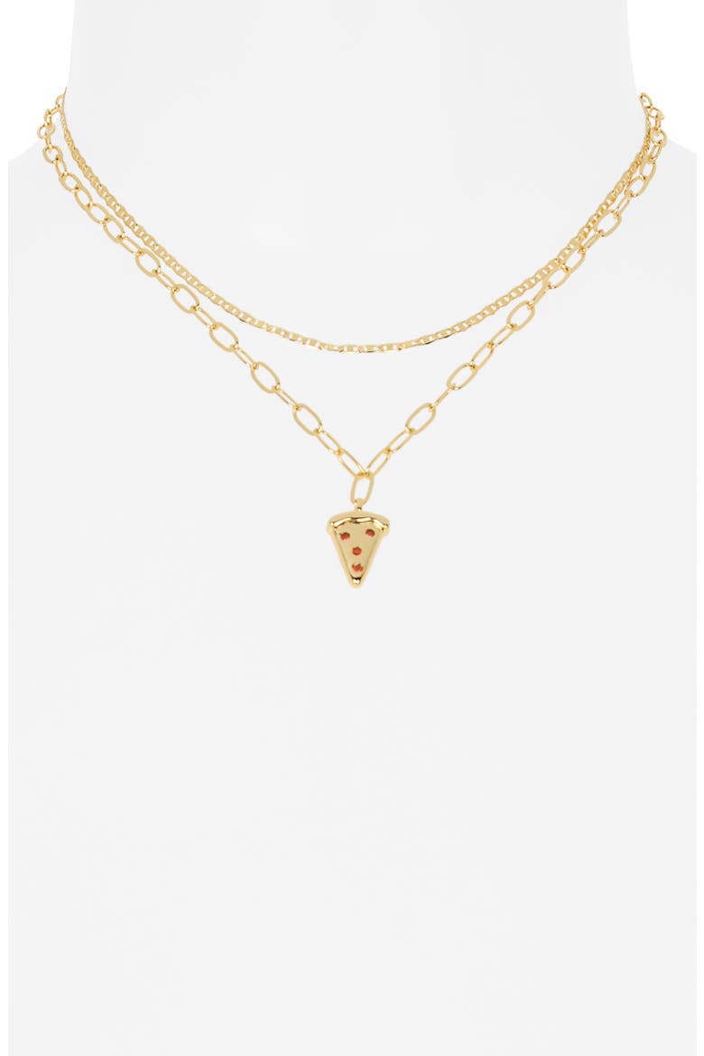 Layered Pizza Pendant Necklace, Alternate, color, RED MULTI- GOLD