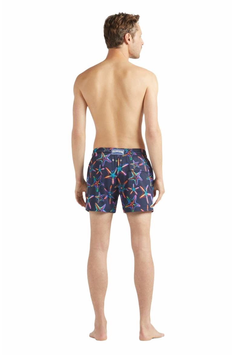 Men's Disco Stars Stretch Short Swim Shorts, Alternate, color, BLEU MARINE