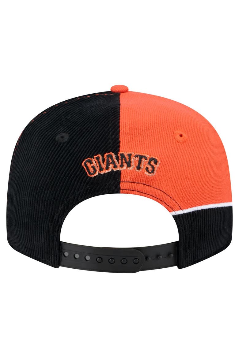 Men's New Era Black/Orange San Francisco Giants Retro Split Corduroy Snapback Hat, Alternate, color, Black