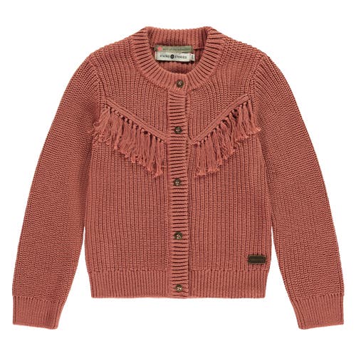 Stains And Stories By Babyface Kids' Tassel Accent Knit Cardigan In Brown