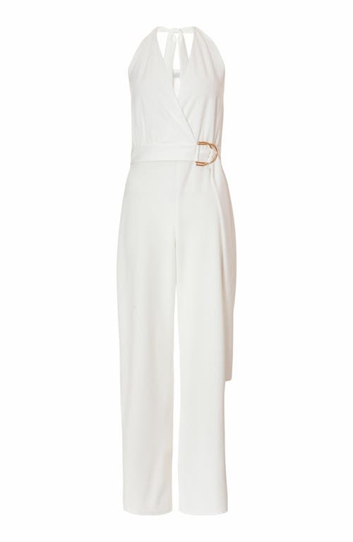 Quiz Scuba Crepe Halter Jumpsuit In White
