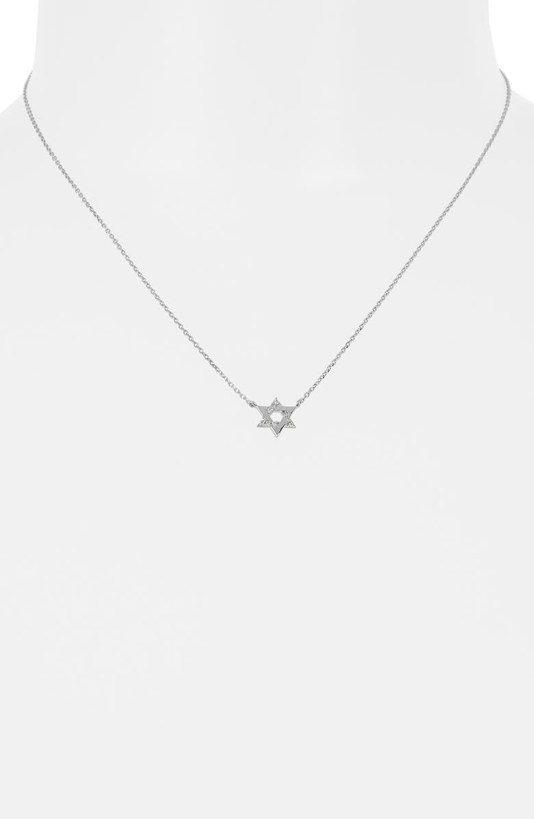 Anzie Love Letter Pavé Diamond Star of David Necklace, Alternate, color, Silver