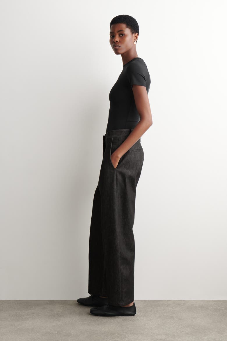 Relaxed-Fit Wide-Leg Denim Pants, Alternate, color, BLACK