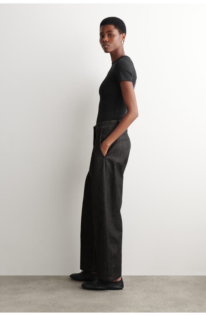 COS Relaxed-Fit Wide-Leg Denim Pants, Alternate, color, Black