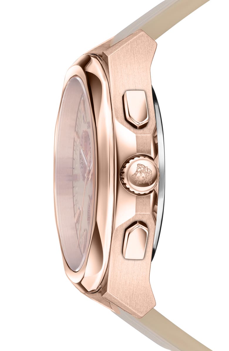 Versace Medusa Chronograph Quartz Croc Embossed Leather Strap Watch, 40mm, Alternate, color, Rosegold
