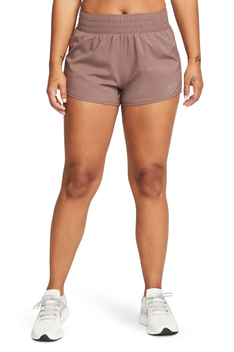 Dri-FIT Mid-Rise 3-Inch Brief-Lined Shorts, Main, color, PLUM ECLIPSE/ REFLECTIVE SILV
