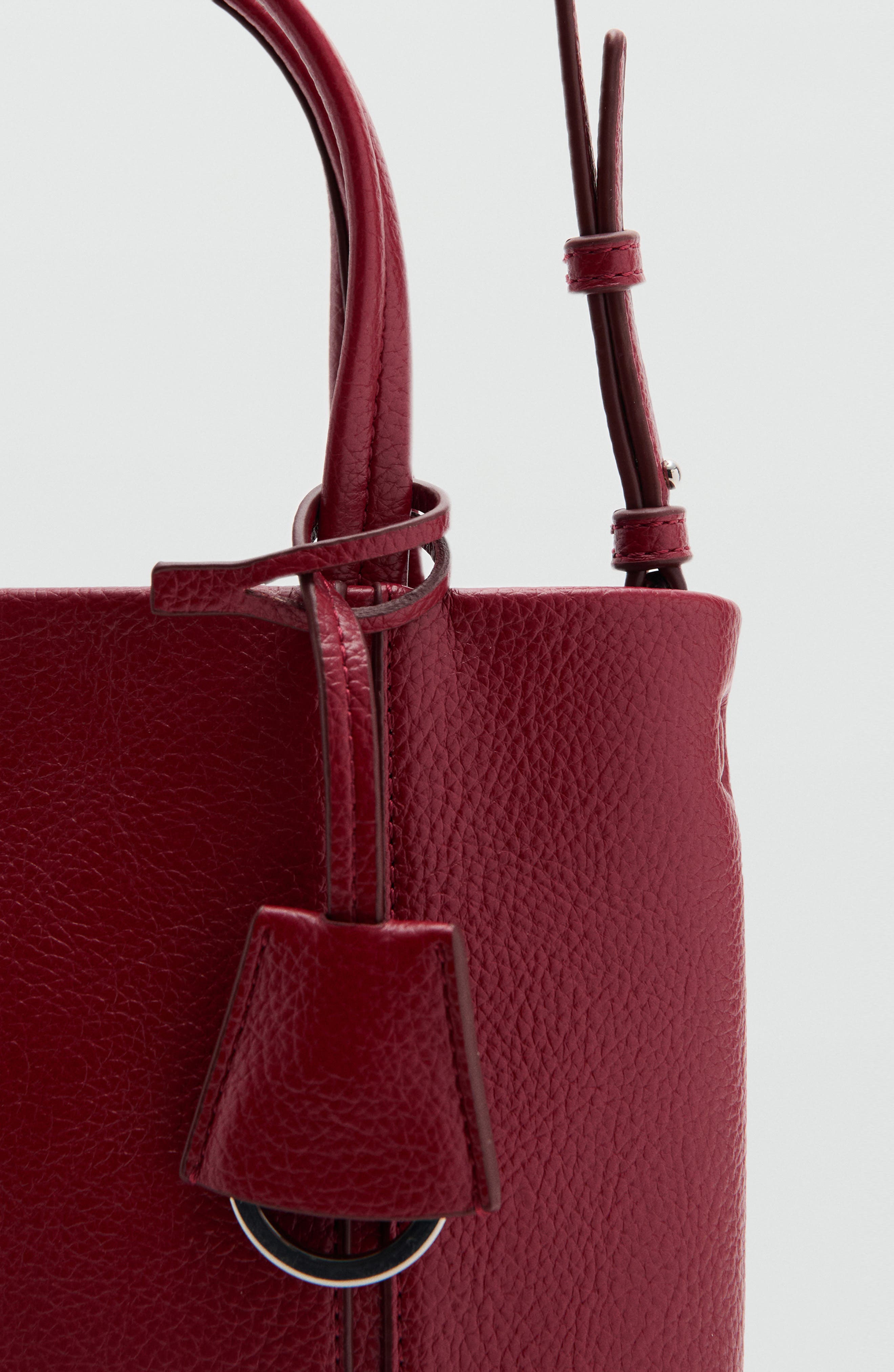 Mini Faux Leather Tote, Alternate, color, RED