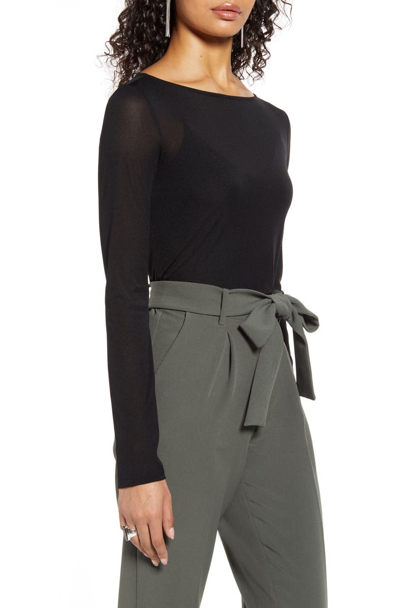 Halogen<sup>®</sup> Boat Neck Mesh Top, Alternate, color,