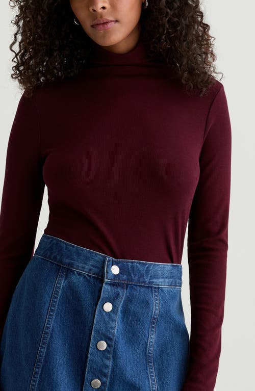 Ag The Chels Long Sleeve Ribbed Turtleneck In Burgundy