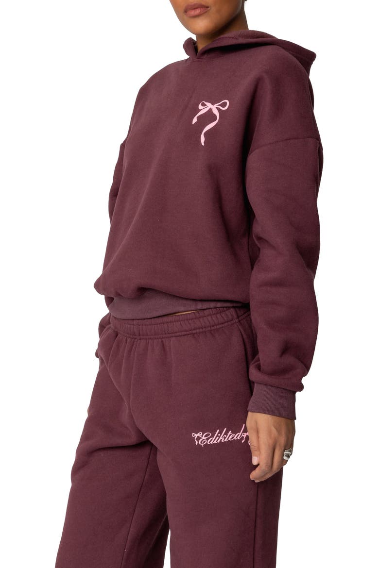 Sasha Bow Detail Hoodie, Alternate, color, BURGUNDY