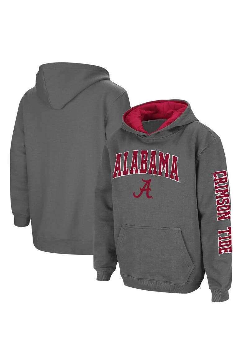 Youth Colosseum Charcoal Alabama Crimson Tide 2-Hit Team Pullover Hoodie, Main, color, Charcoal