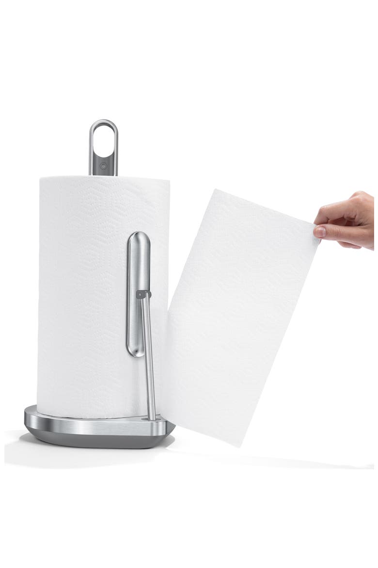paper towel holder with spray, Alternate, color, BRUSHED STAINLESS STEEL