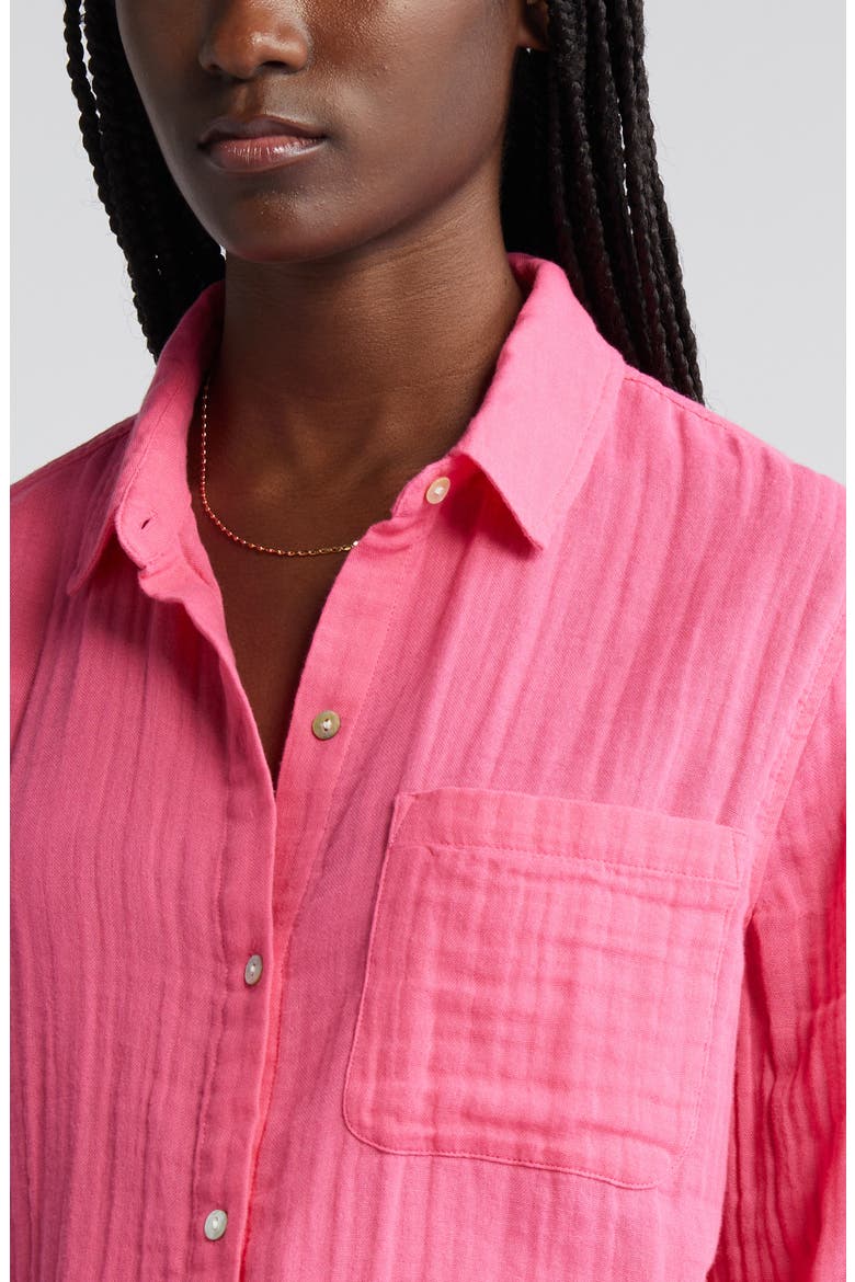 Ellis Cotton Gauze Button-Up Shirt, Alternate, color, HIBISCUS