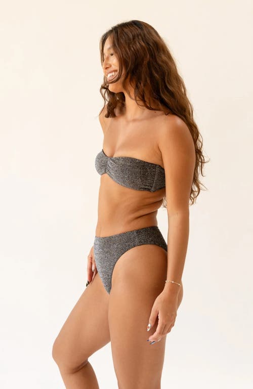 Dippin Daisys Seashore High Waist Cheeky Bikini Bottom In Sparkle Black