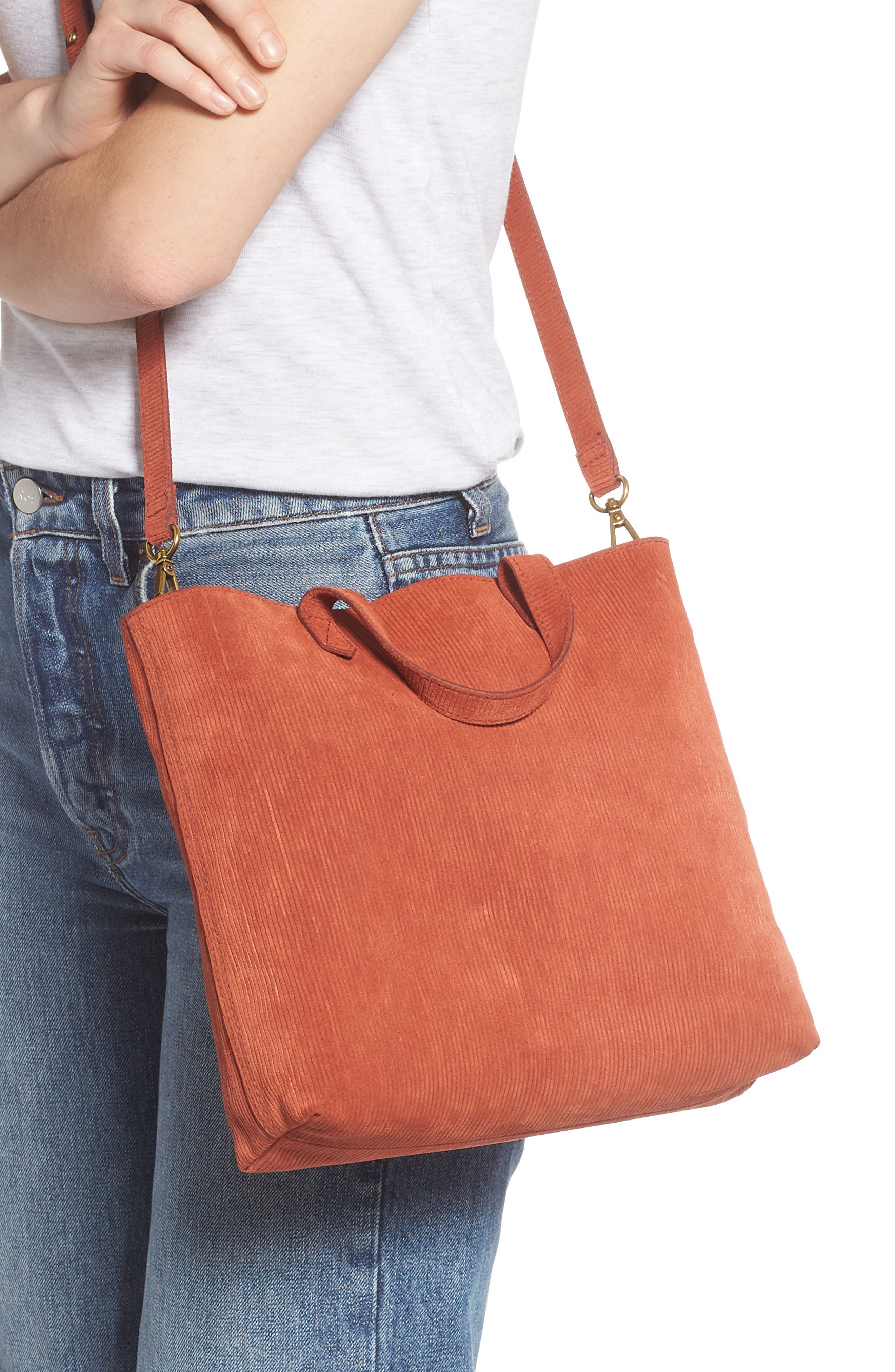 Madewell The Zip-Top Transport Corduroy Suede Crossbody Bag, Alternate, color, 