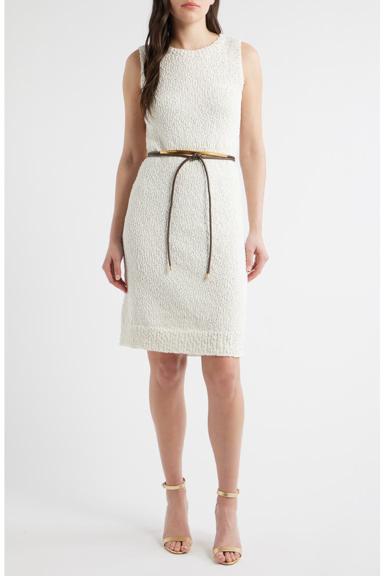 Bouclé Knit Sheath Dress, Main, color, CREAM