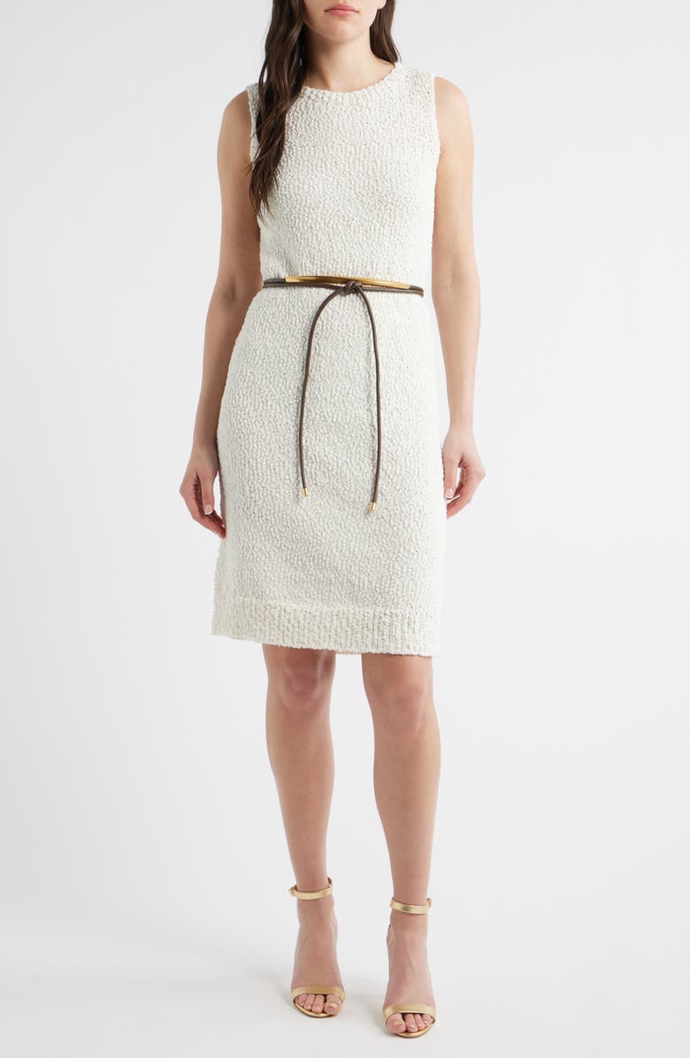 DONNA KARAN WEEKEND Bouclé Knit Sheath Dress, Main, color, Cream