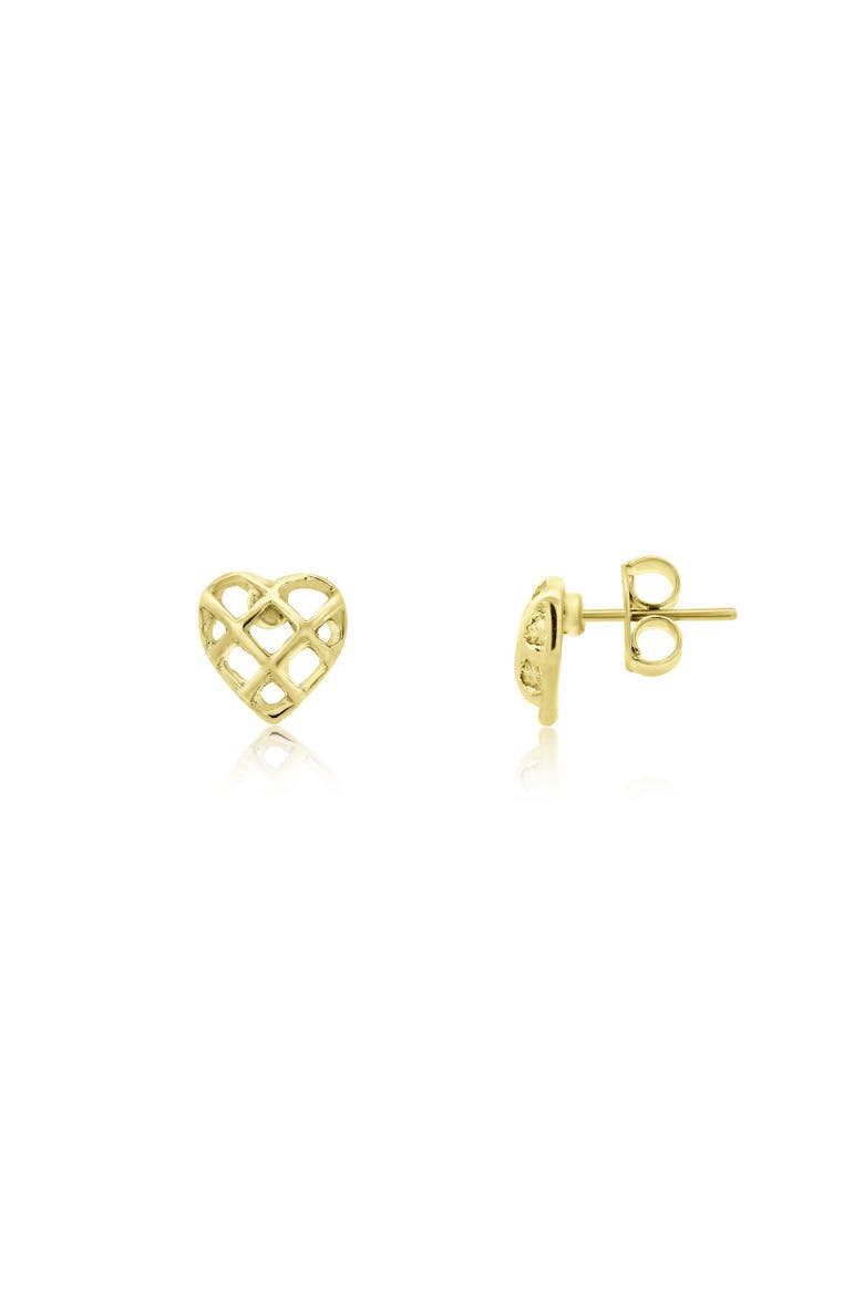 Cage Heart Stud Earrings, Main, color, Gold Plated Sterling Silver