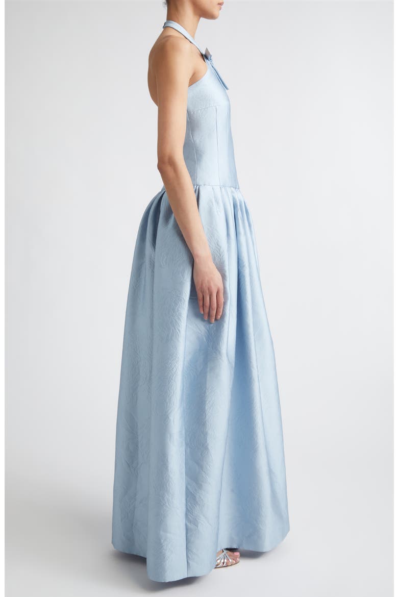 Sweeny Halter Silk Blend Cloqu Gown, Alternate, color, ICY BLUE
