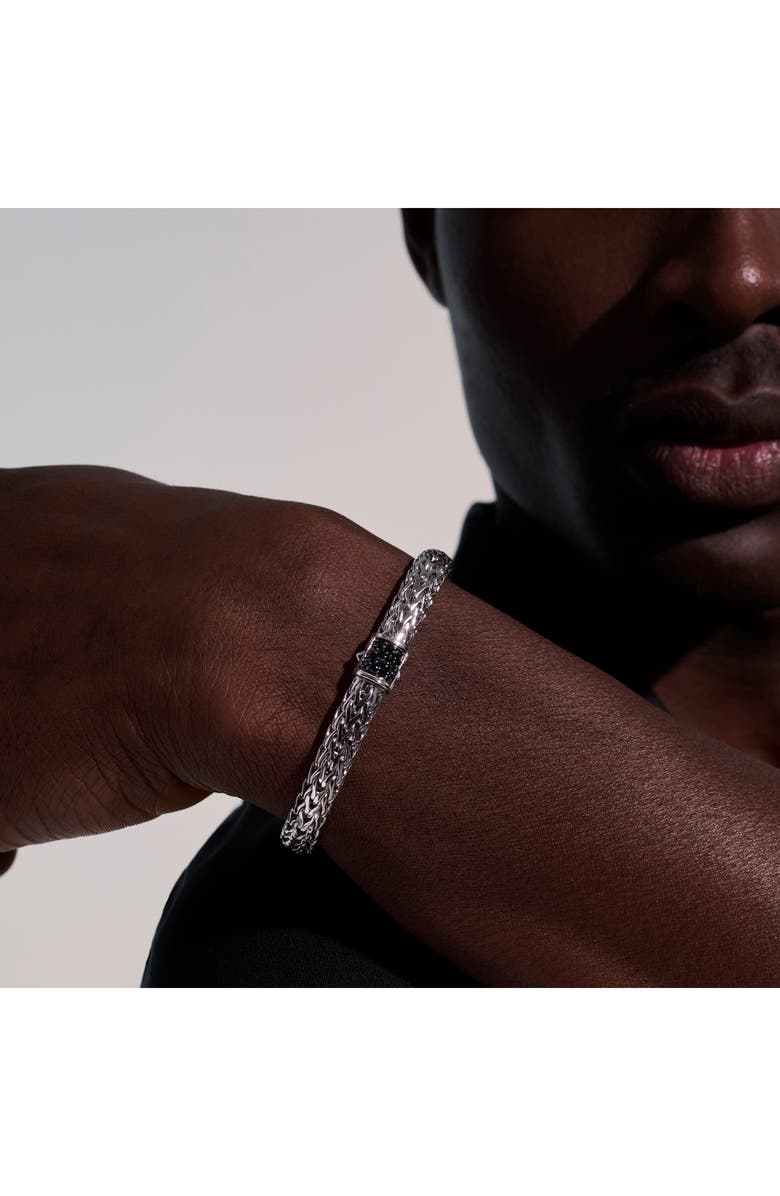 John Hardy ICON BRACELET STERLING SILVER PAVÉ 7.5MM, Alternate, color, Silver/Black Diamonds
