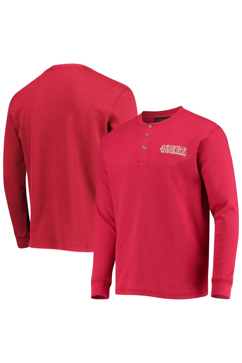 Men's Dunbrooke Scarlet San Francisco 49ers Logo Maverick Thermal Henley Long Sleeve T-Shirt, Main, color, Scarlet