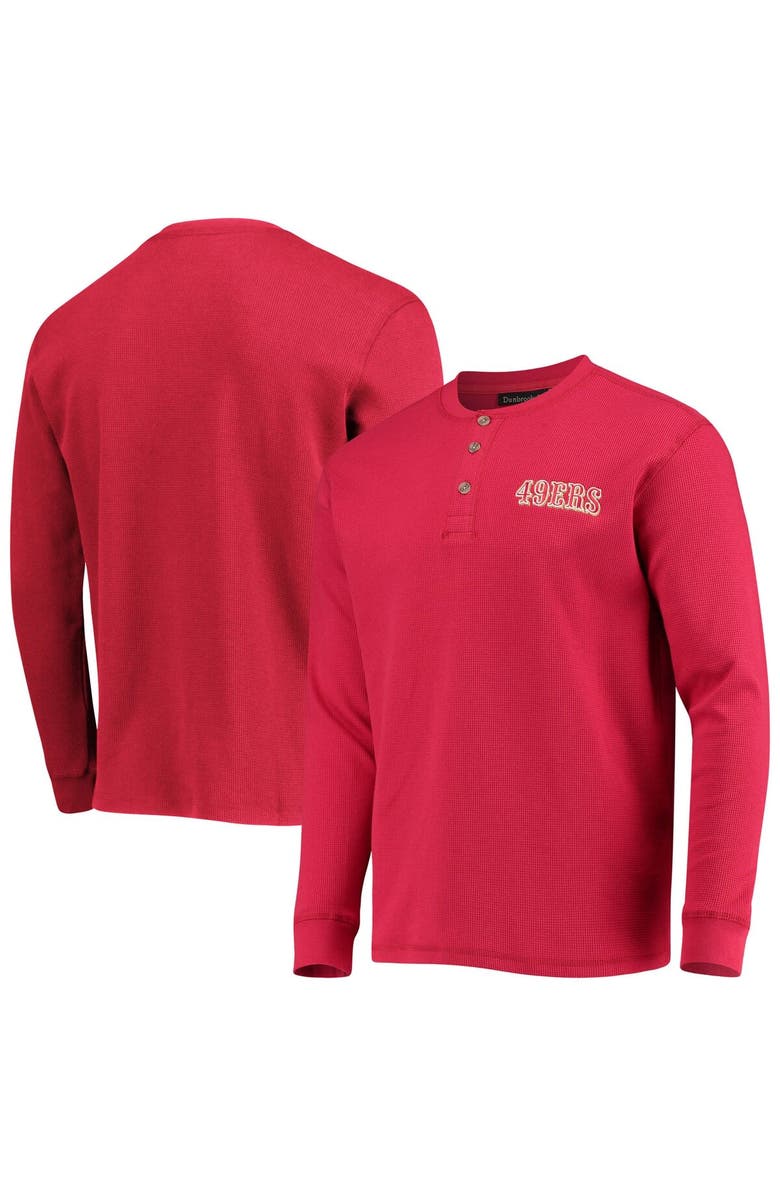 DUNBROOKE Men's Dunbrooke Scarlet San Francisco 49ers Logo Maverick Thermal Henley Long Sleeve T-Shirt, Main, color, Scarlet
