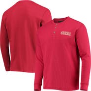 DUNBROOKE Men's Dunbrooke Scarlet San Francisco 49ers Logo Maverick Thermal Henley Long Sleeve T-Shirt