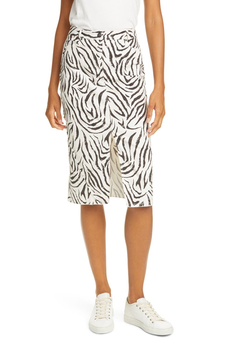 ATM Anthony Thomas Melillo Zebra Print Denim Skirt, Main, color, 