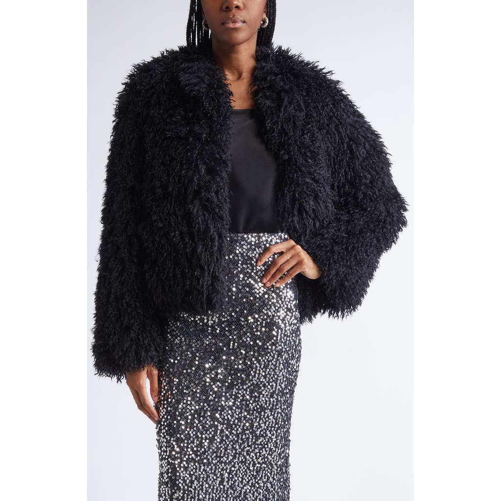 St John St. John Mongolian Faux Fur Jacket In Black