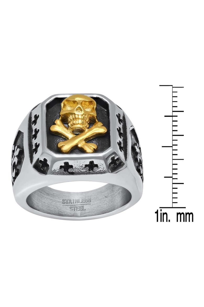 Men's Skull and Crossbones Ring, Alternate, color, SILVER/GOLD
