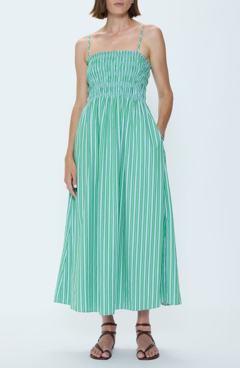 Pistola Bianca Maxi Sundress, Main, color, Green Blue Stripe