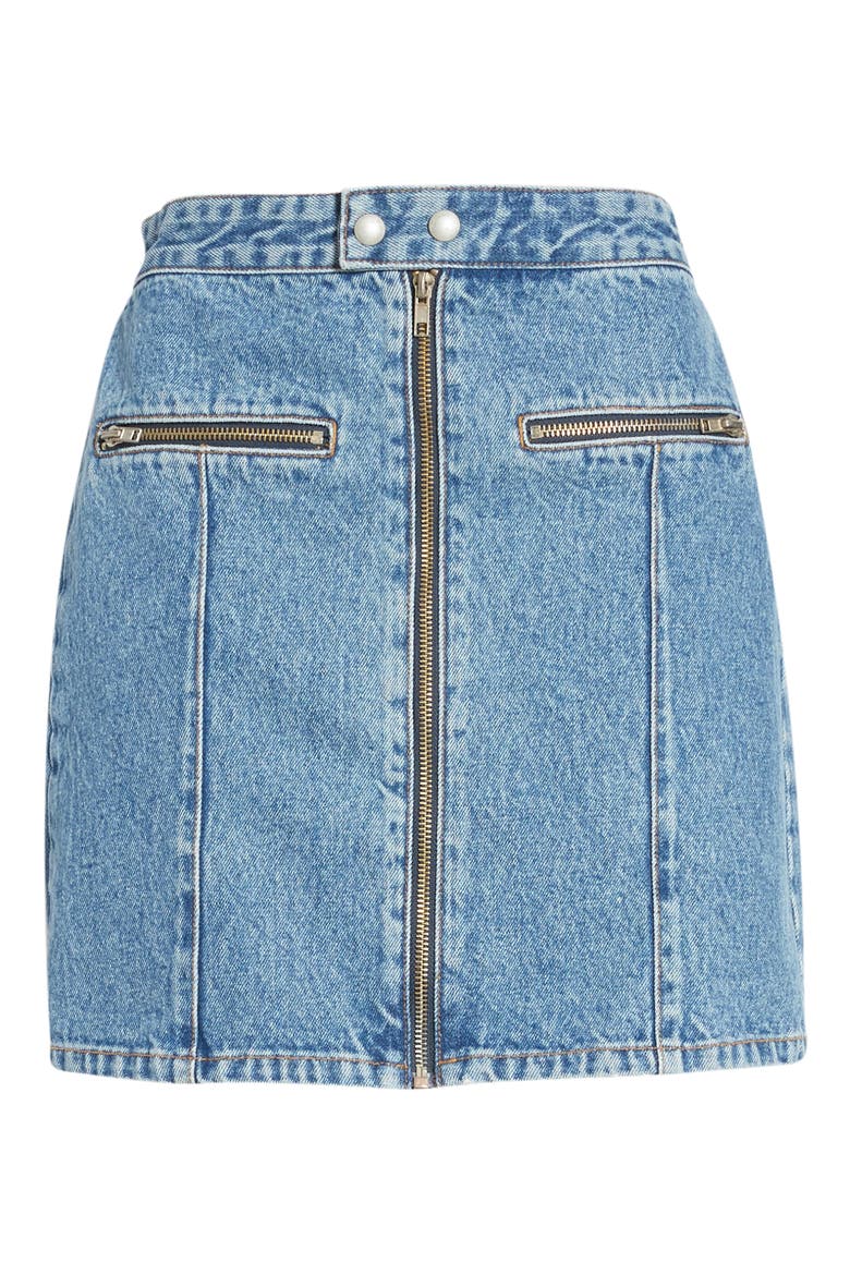Zip Detail Denim Miniskirt, Alternate, color, LONDON GIRL