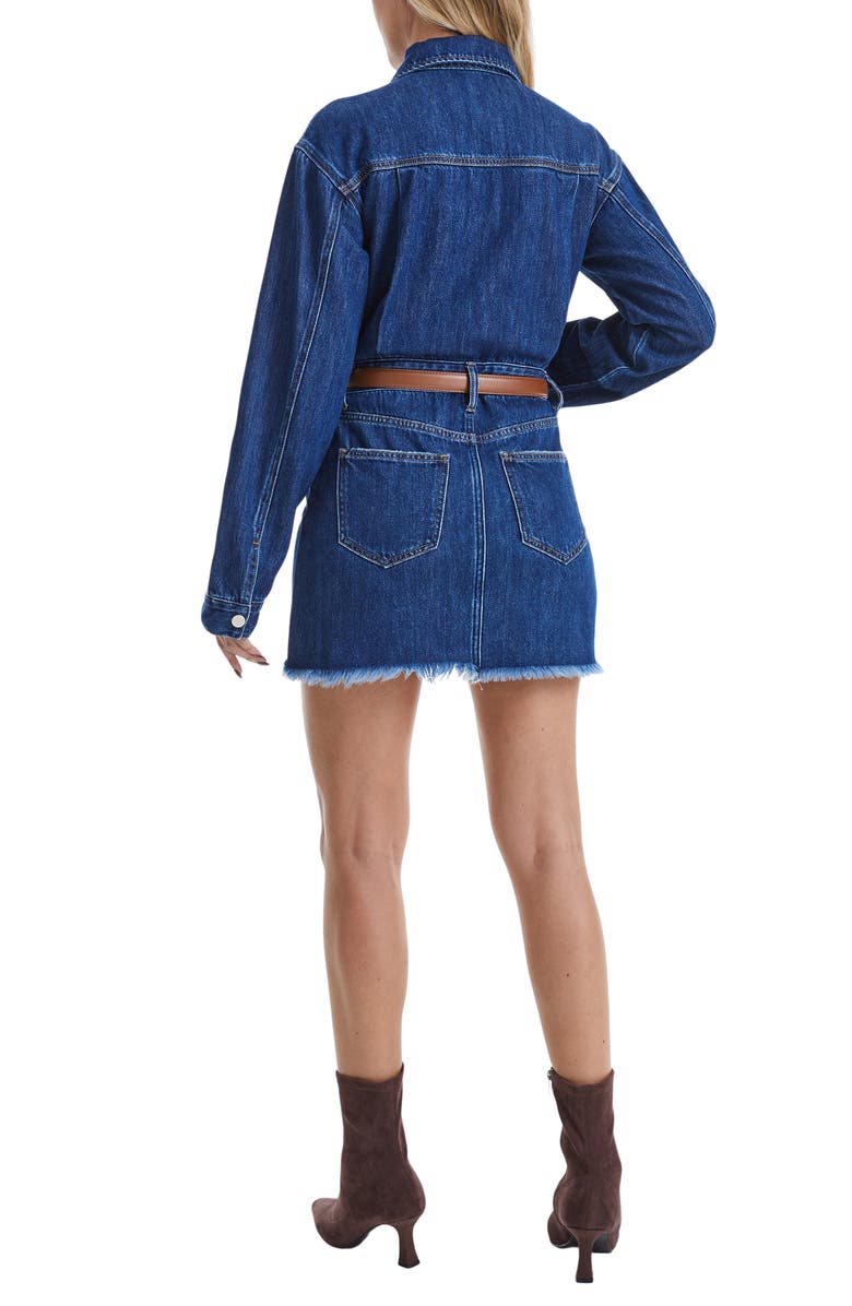 Bayeas Resa Long Sleeve Fray Hem Denim Mini Shirtdress, Alternate, color, Dark Blue