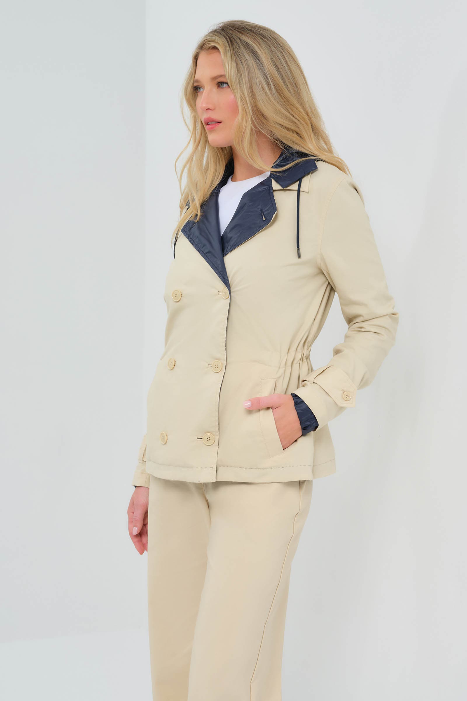 Lexie Performance Cotton & Nylon Reversible Trench Jacket - image 2