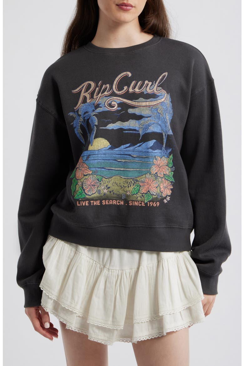 Saloon Relaxed Graphic Sweatshirt, Main, color, WASHED BLACK
