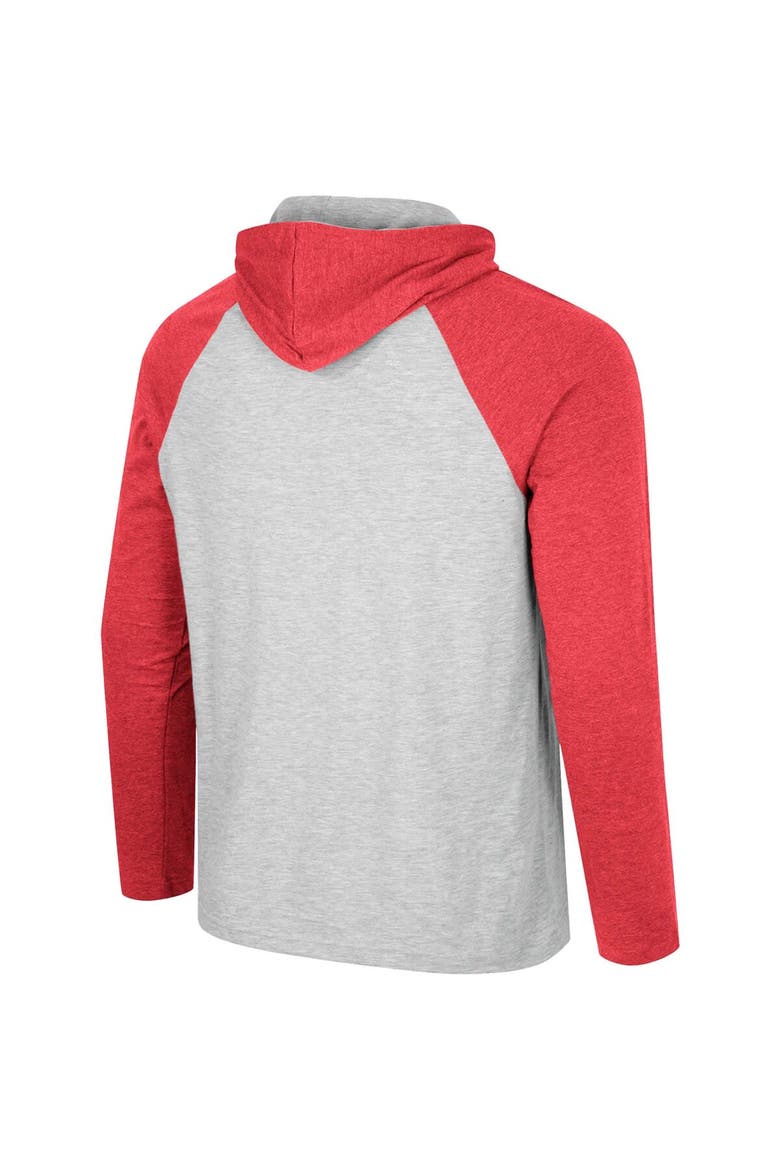 Men's Colosseum  Heather Grey Arkansas Razorbacks Hasta La Vista Raglan Hoodie Long Sleeve T-Shirt, Alternate, color, Heather Gray