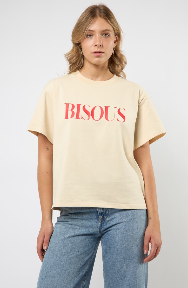 Viens Avec Moi Bisous Boxy Cotton Graphic T-Shirt, Alternate, color, Red