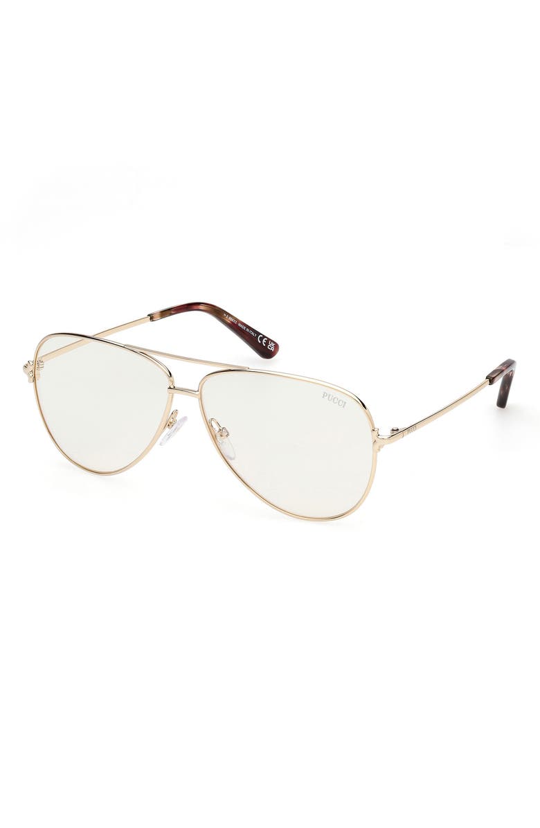 Emilio Pucci 60mm Pilot Sunglasses, Alternate, color, Gold/ Red/ Brown / Neutral